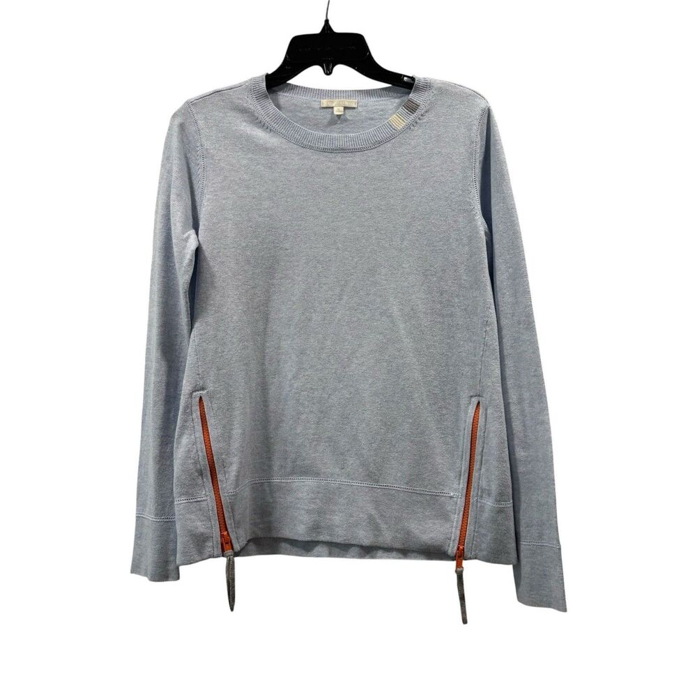 Lisa Todd Zip It Cotton Cashmere Blend Light Blue Sweater Size S
